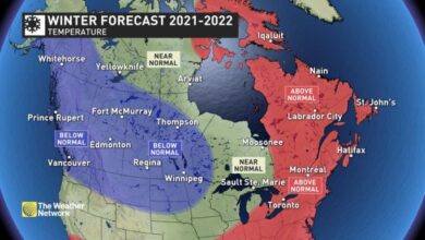 temperature forecast winter Canada 2021 2022